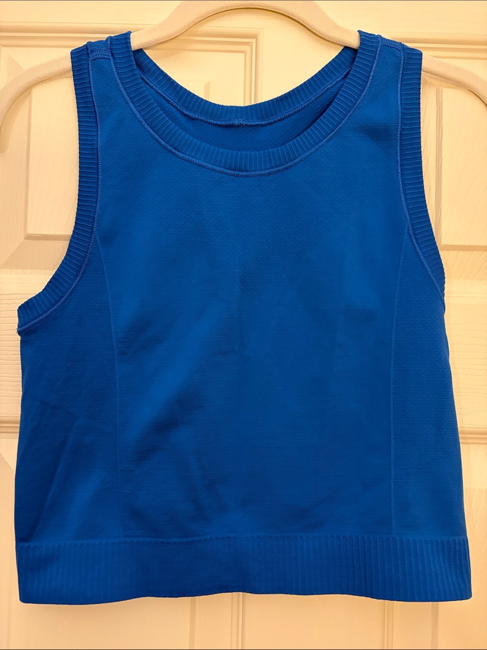 Blue Seamless Cropped workout top with reflective design